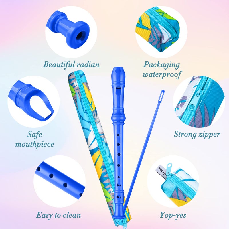 Yop-yes Soprano Recorder Instrument for Kids Beginners Student German Fingering C Key Recorder Instrument 3 Piece with Cleaning Rod and Bag Fingering Chart(Blue) - Image 3